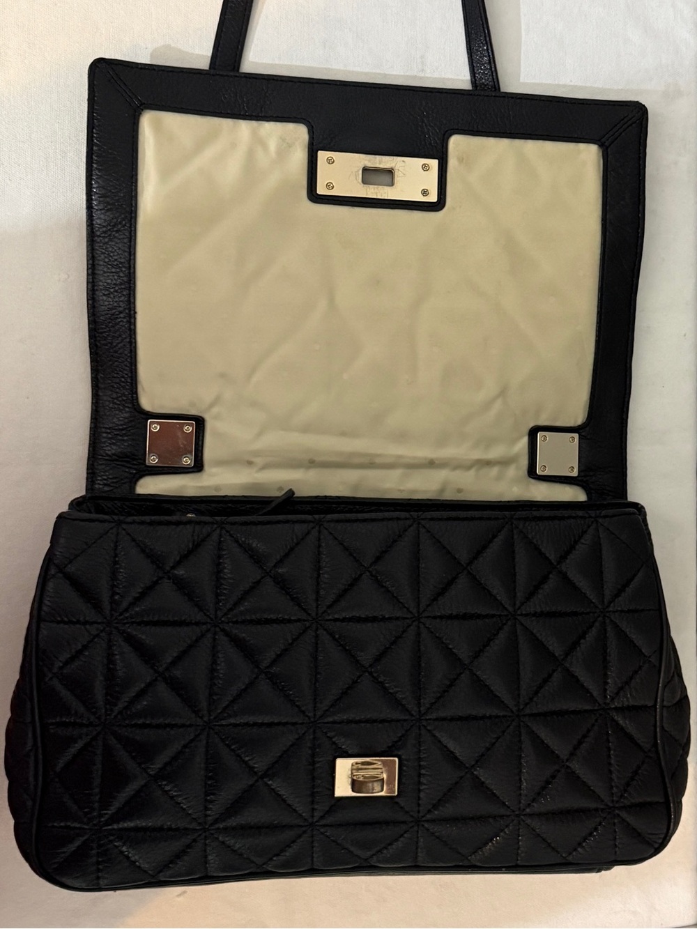 kate spade Delaney Black Quilted Leather Chain Shoulder Bag with Gold Hardware - Picture 12 of 16